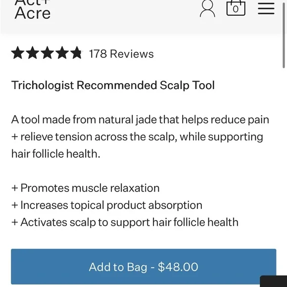 ACT + ACRE NEW Gua Sha Scalp Comb Tool Natural Jade - Picture 3 of 9